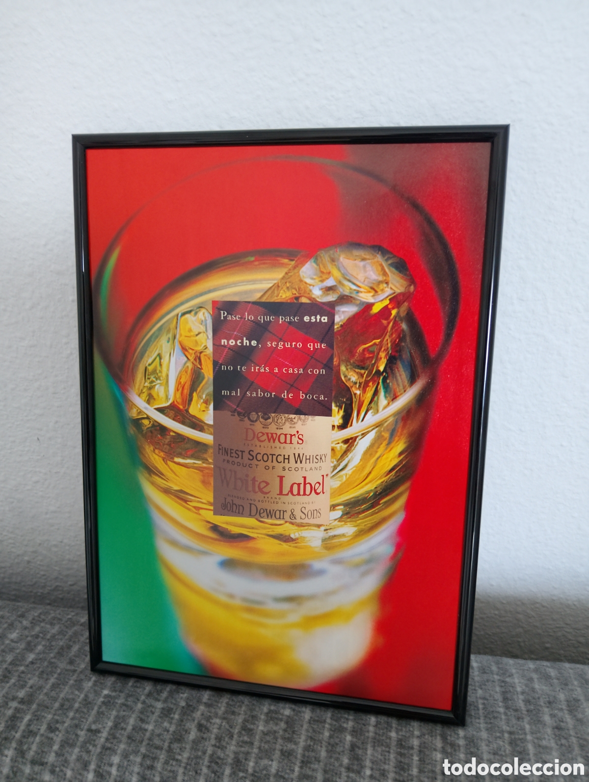 Artesan&iacute;a: White label whisky publicidad vintage enmarcada