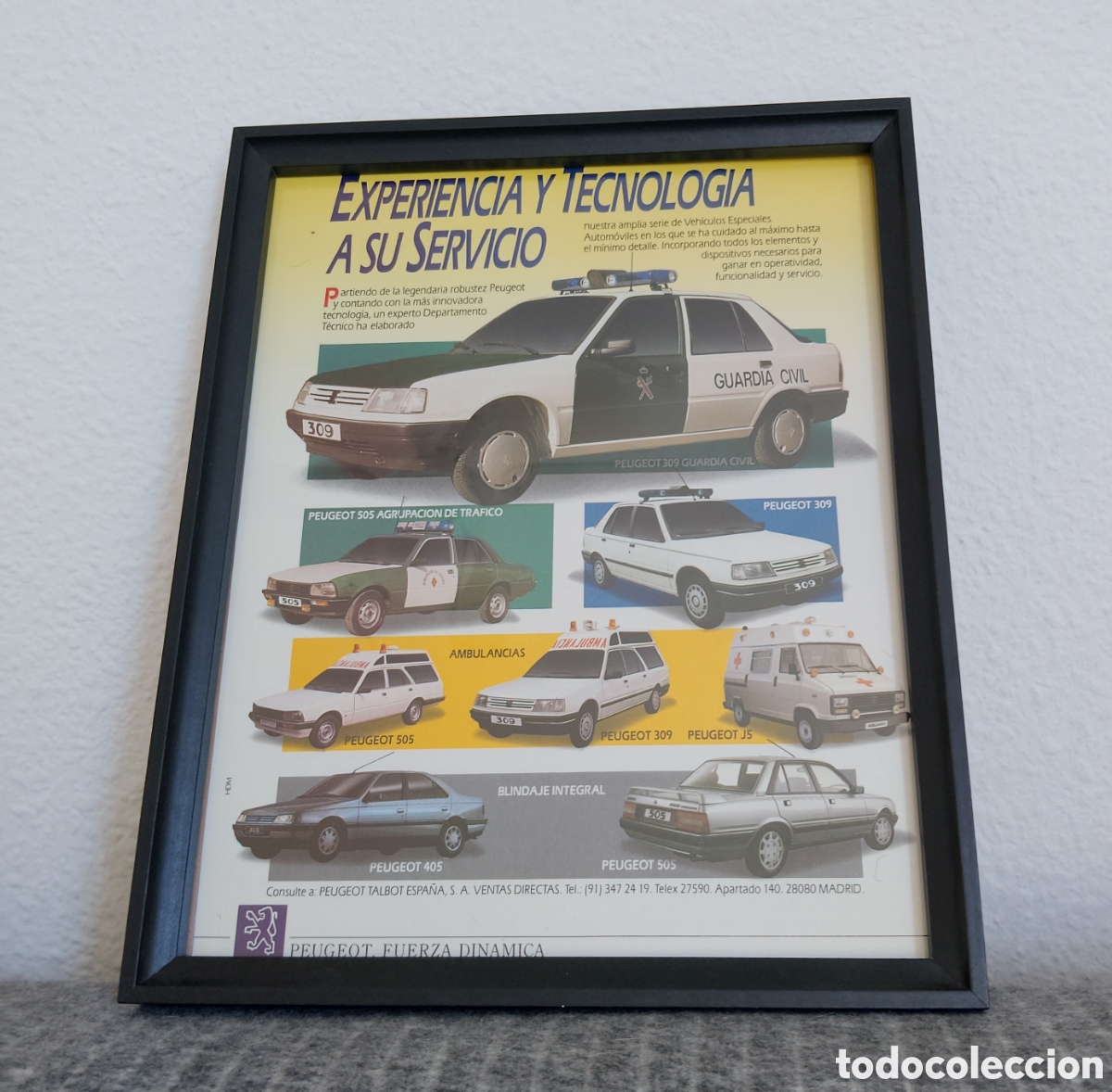 Artesan&iacute;a: Peugeot polic&iacute;a cuadro publicidad vintage