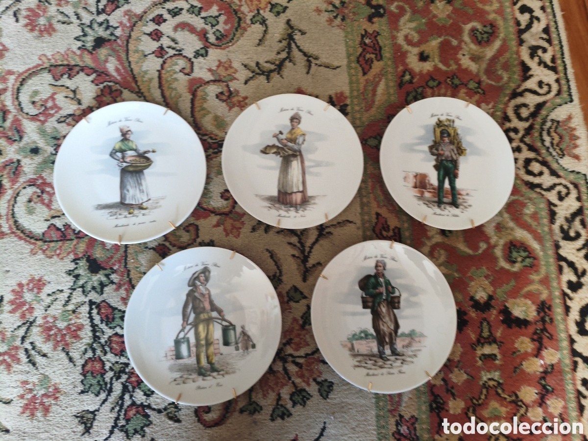 Artesan&iacute;a: Lote 5 platos decorativos Limoges Francia vintage oficios antiguos porcelana
