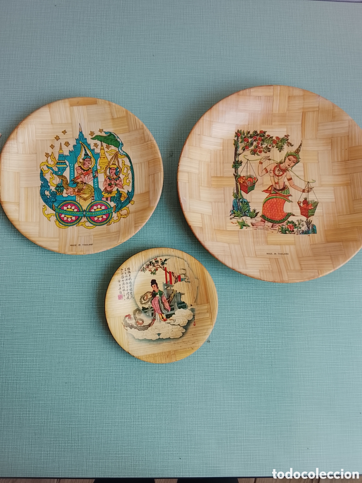 Artesan&iacute;a: Tres platos madera bamb&uacute; de Tailandia, de 20, 16 y 10 cm di&aacute;metro.