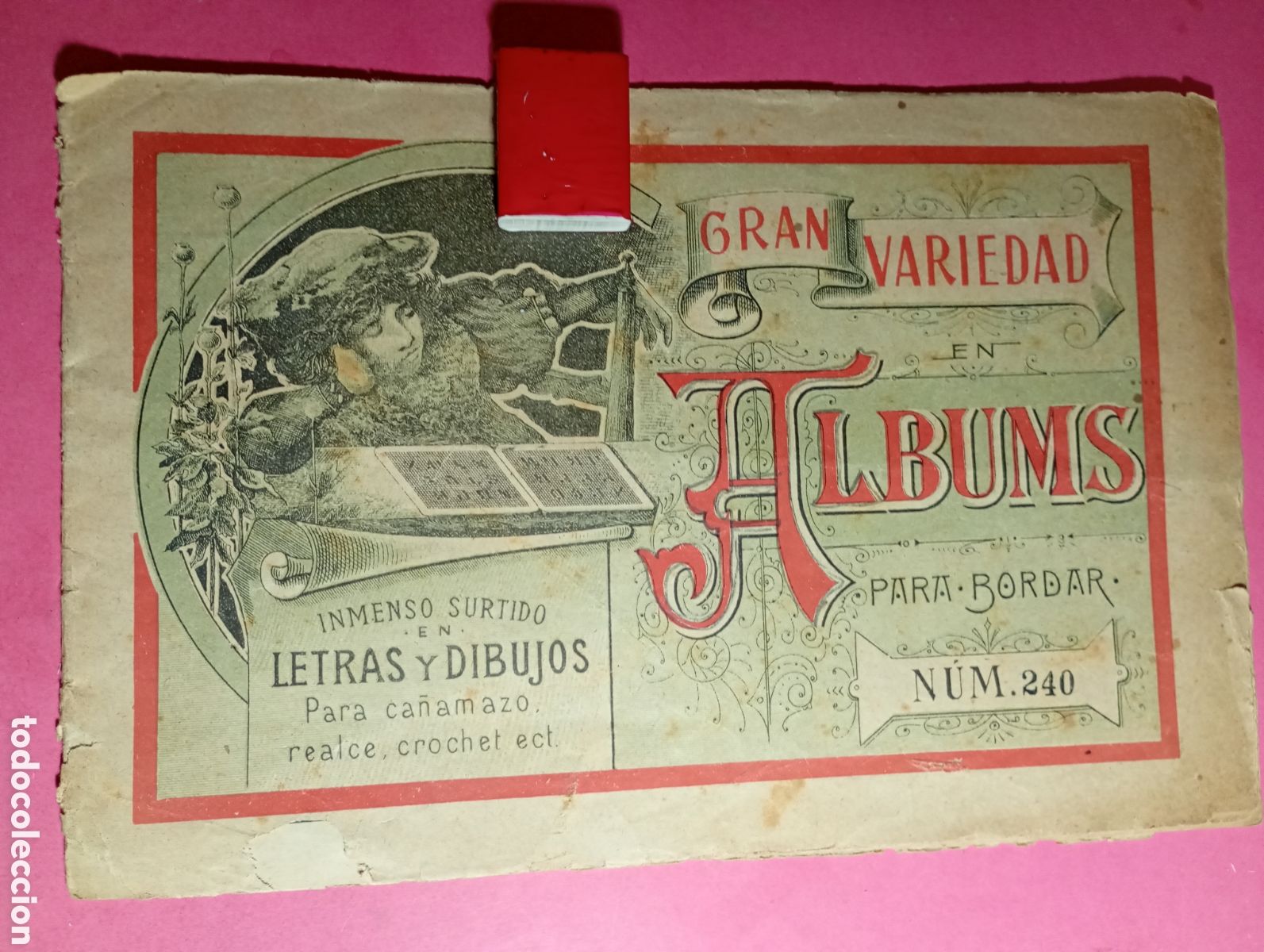 Artesan&iacute;a: VERDADERAMENTE ANTIGUO XIX/XX ALBUM PARA BORDAR N&ordm; 240 INMENSO SURTIDO CA&Ntilde;AMAZO REALCE CROCHET, ETC.