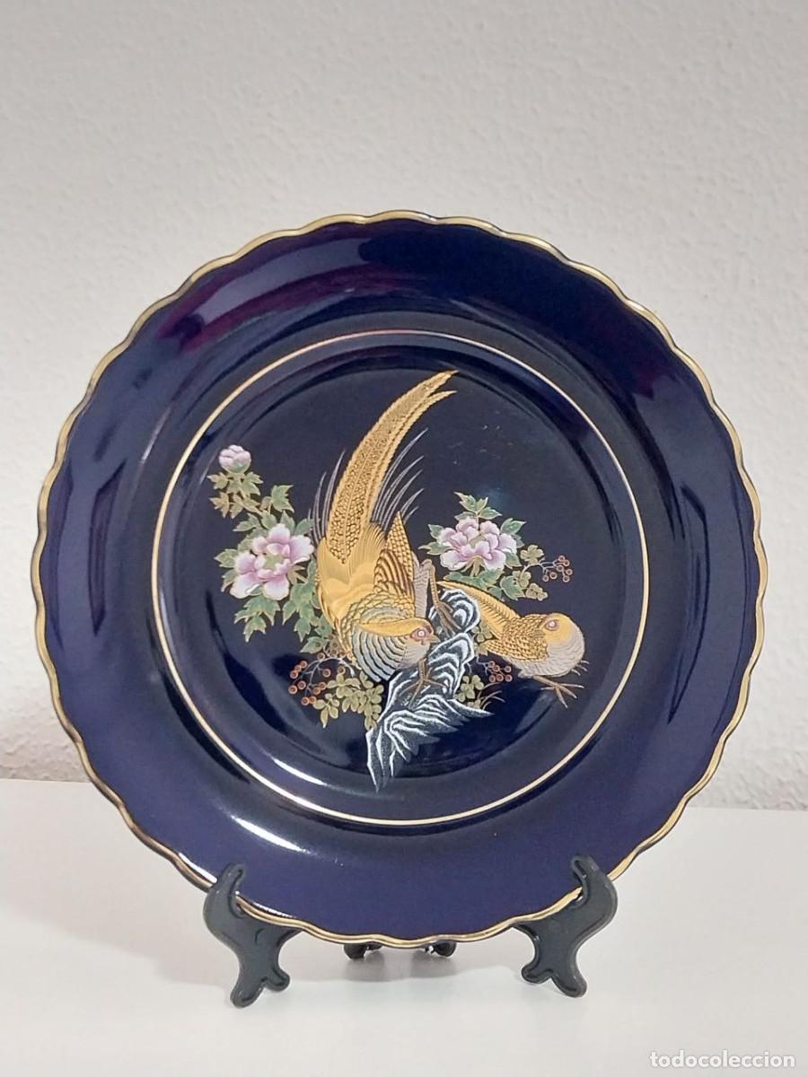 Artesan&iacute;a: Pareja de platos Capeans &ndash; porcelana azul cobalto con faisanes &ndash; 25 cm