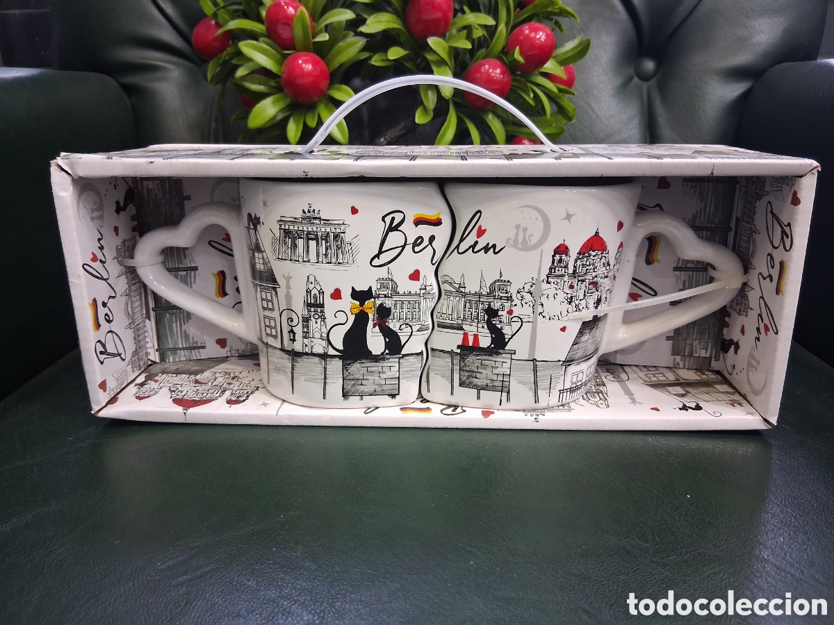 Artesan&iacute;a: 2 Tazas Berlin Kissing Cats tazas