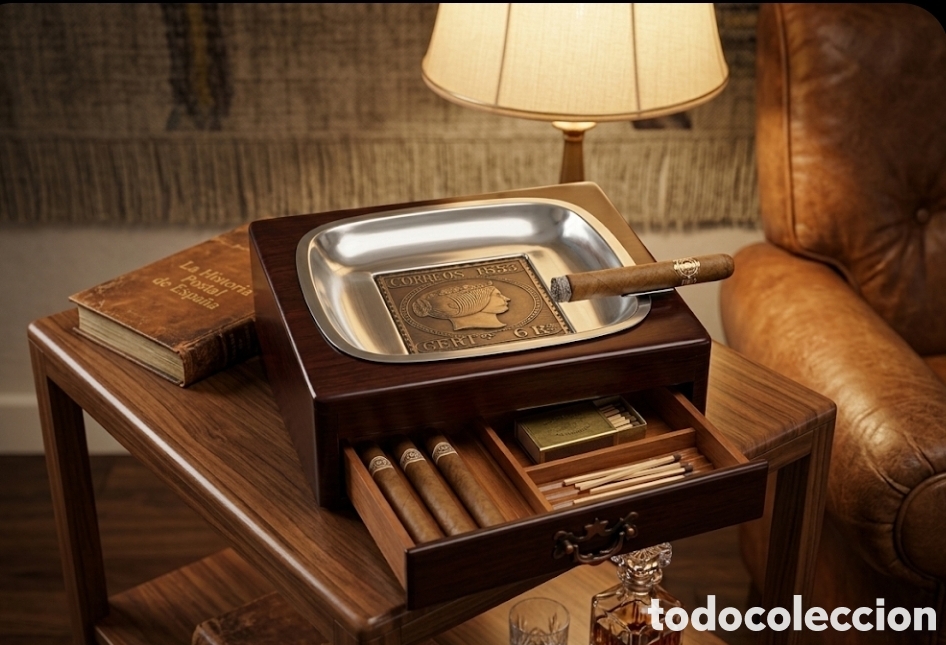 Artesan&iacute;a: EXCLUSIVA Caja Fumador Vintage Isabel II | Sello 1853 | ESTADO Impecable
