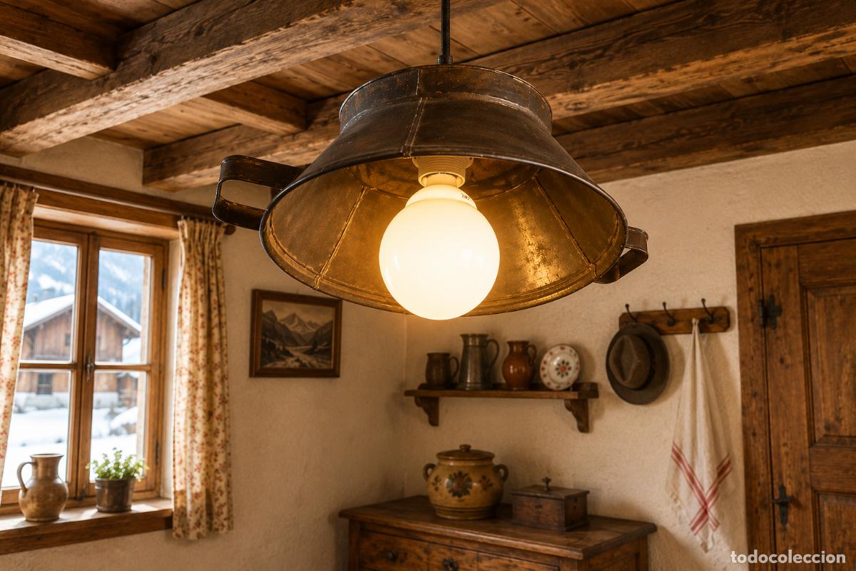 Artisanat: L&aacute;mpara rustica masera de lat&oacute;n