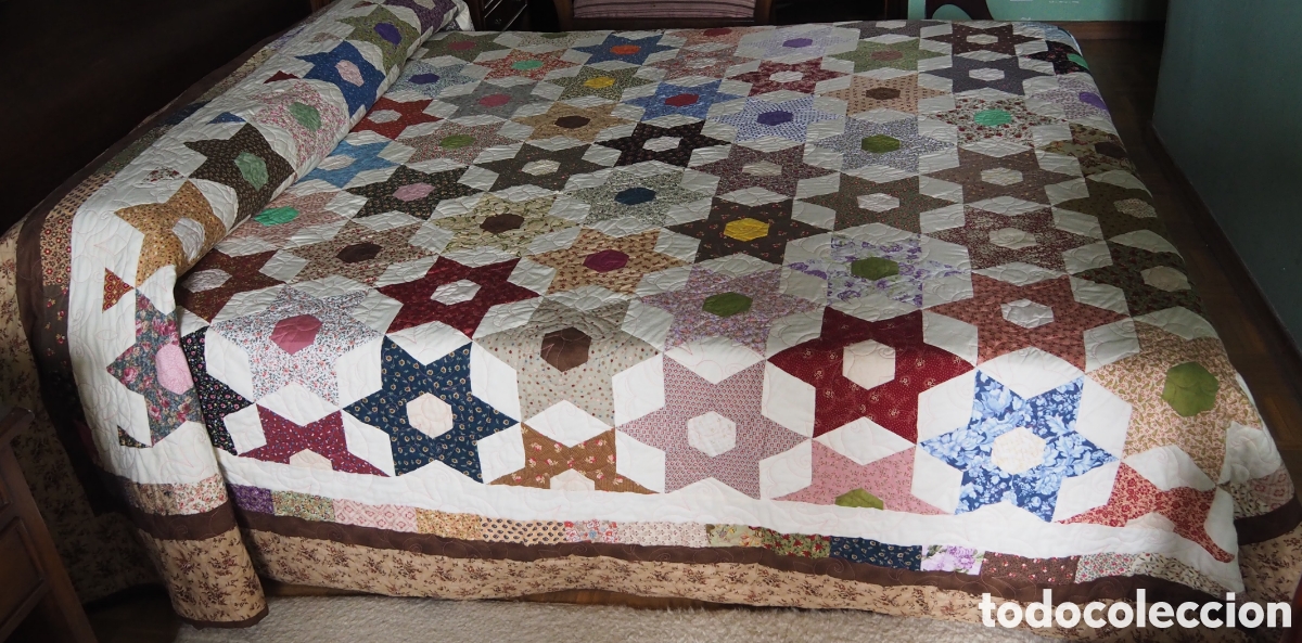 Artesan&iacute;a: Colcha de patchwork artesanal de algod&oacute;n 100% &ndash; Hecha a mano - Foto 2