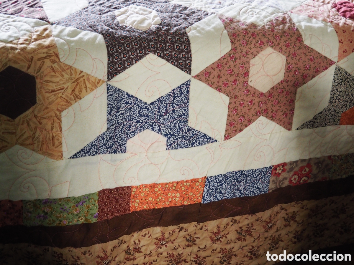 Artesan&iacute;a: Colcha de patchwork artesanal de algod&oacute;n 100% &ndash; Hecha a mano - Foto 3