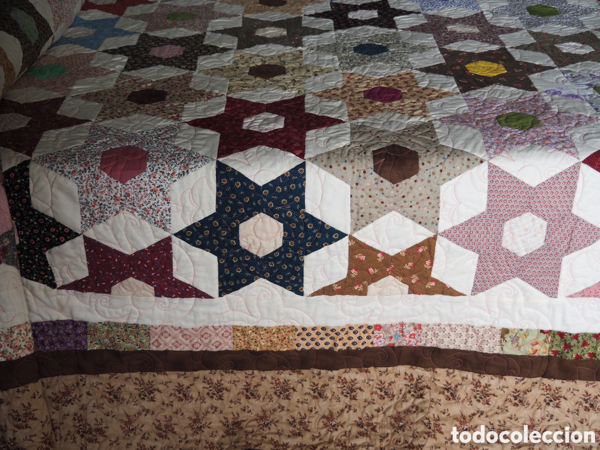 Artesan&iacute;a: Colcha de patchwork artesanal de algod&oacute;n 100% &ndash; Hecha a mano - Foto 5