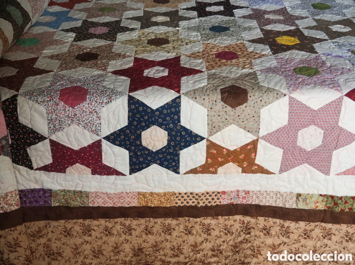 Artesan&iacute;a: Colcha de patchwork artesanal de algod&oacute;n 100% &ndash; Hecha a mano - Foto 6