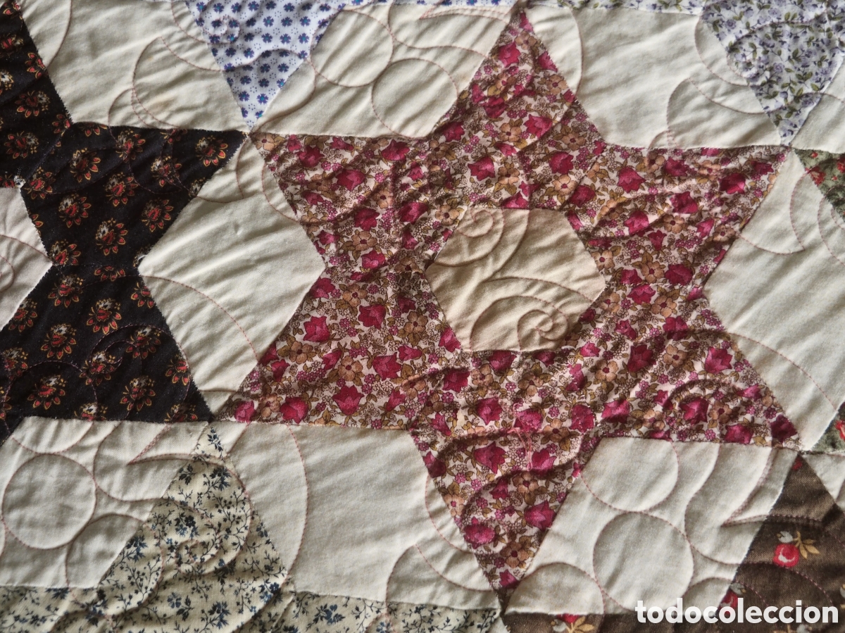 Artesan&iacute;a: Colcha de patchwork artesanal de algod&oacute;n 100% &ndash; Hecha a mano - Foto 7