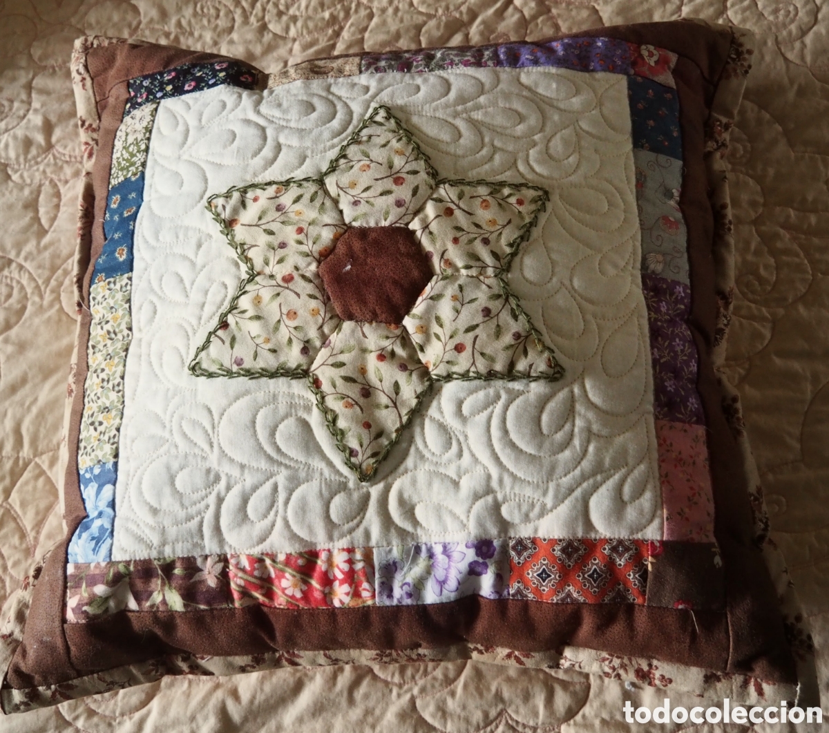 Artesan&iacute;a: Colcha de patchwork artesanal de algod&oacute;n 100% &ndash; Hecha a mano - Foto 8