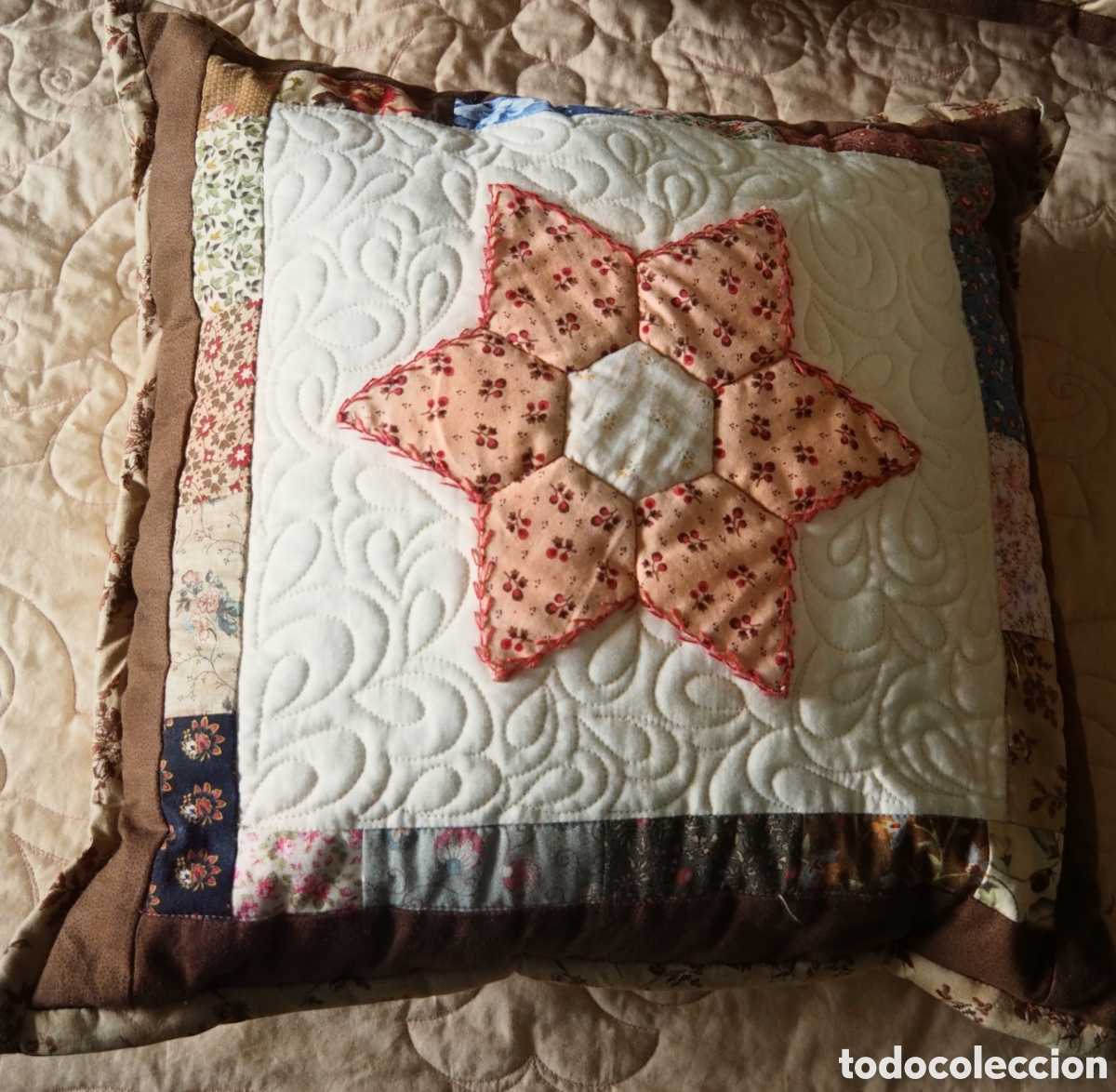 Artesan&iacute;a: Colcha de patchwork artesanal de algod&oacute;n 100% &ndash; Hecha a mano - Foto 9