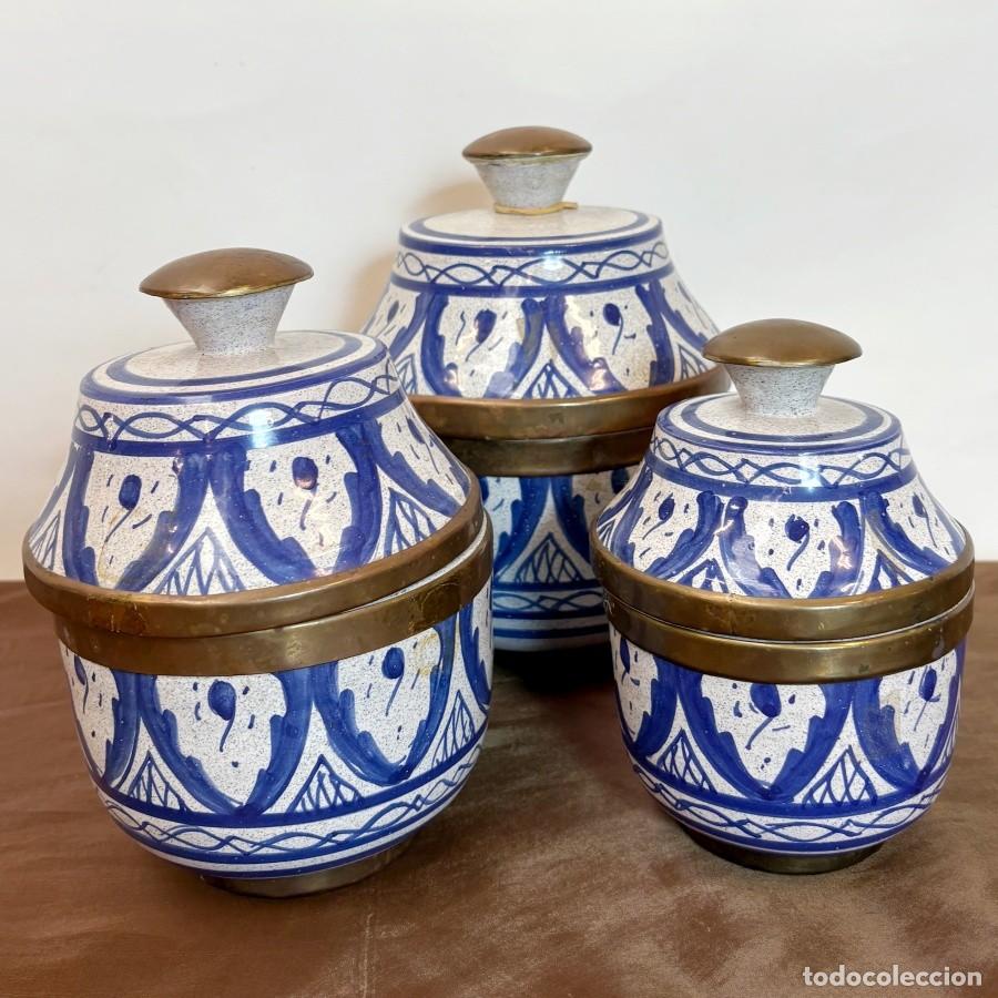 Artesan&iacute;a: Juego de Tres Tarros Marroqu&iacute;es