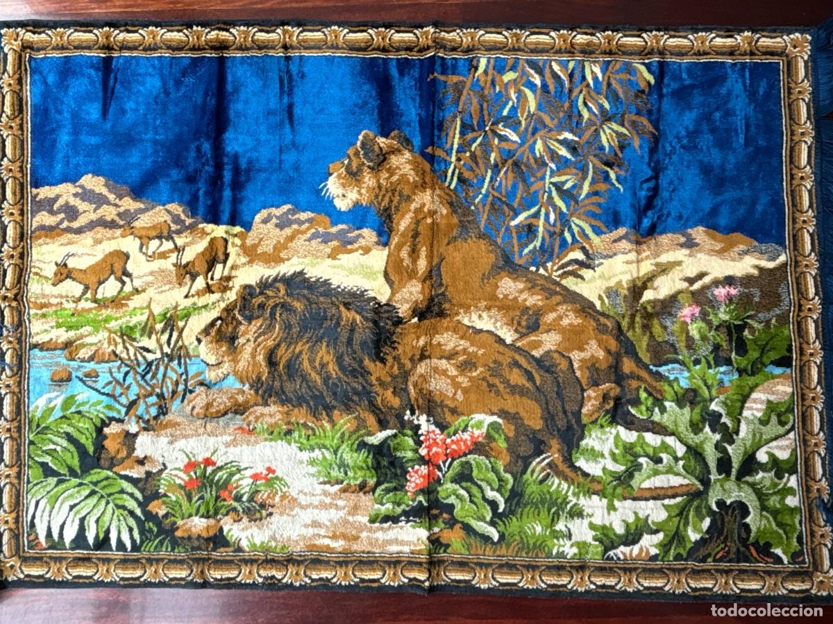 Artesan&iacute;a: Lote de 3 tapices vintage animales salvajes con flecos