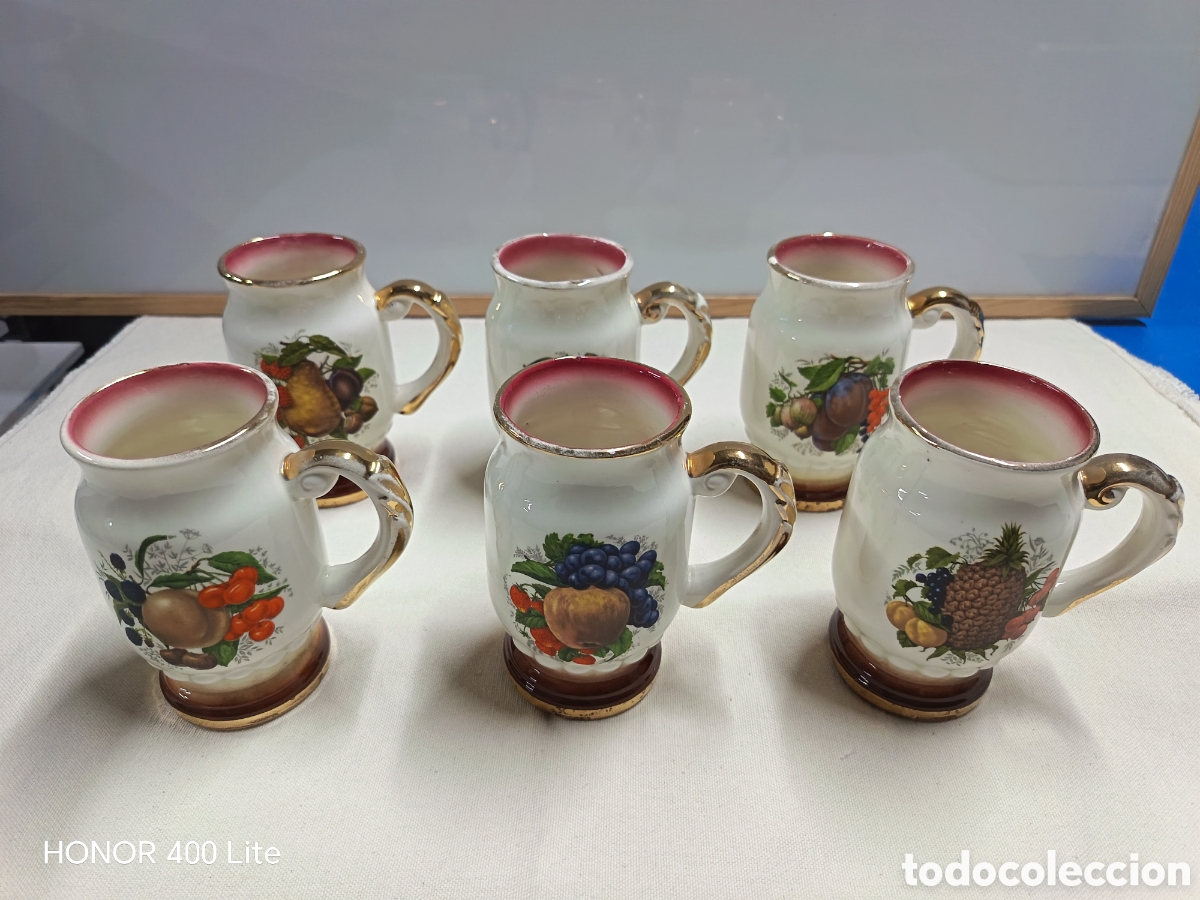 Artesan&iacute;a: Conjunto de seis jarras de cer&aacute;mica esmaltada