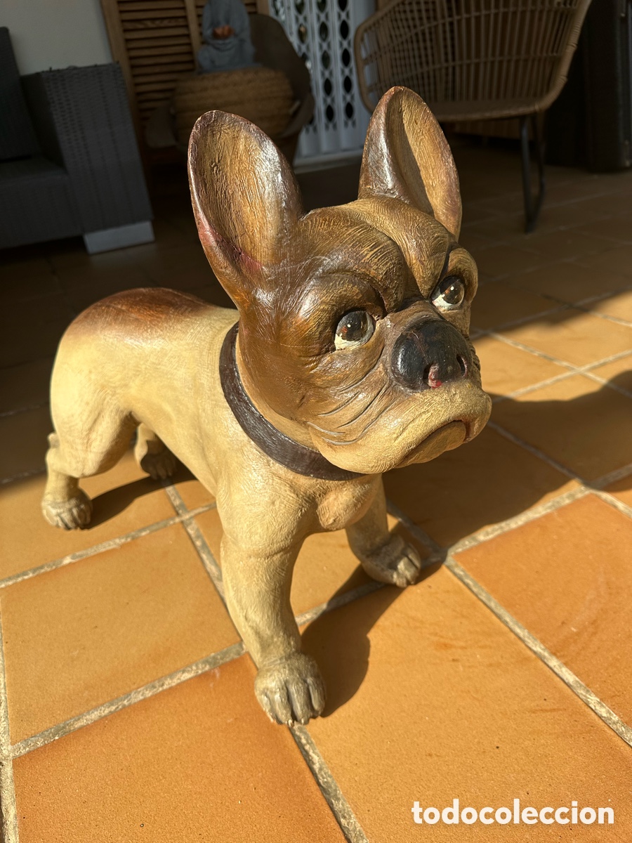 Artesan&iacute;a: Talla antigua madera Buldog franc&eacute;s.