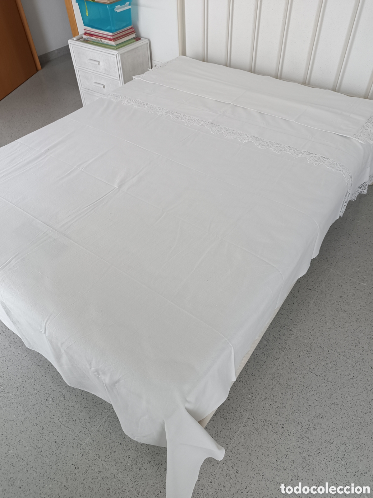 Artesan&iacute;a: S&aacute;bana encimera y funda de almohada antiguas