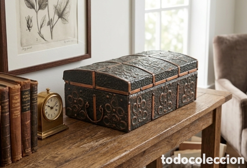 Artesan&iacute;a: Folk Art Artesanal Vintage Metal Repujado y Madera