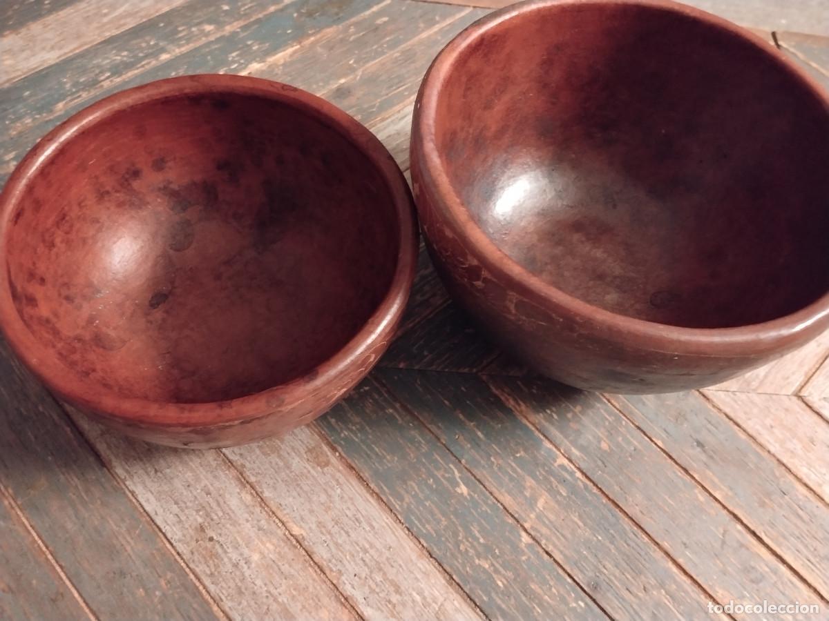 Artesan&iacute;a: Lote de 2 cuencos de barro artesanales &ndash; cer&aacute;mica popular &ndash; a&ntilde;os 60&ndash;80