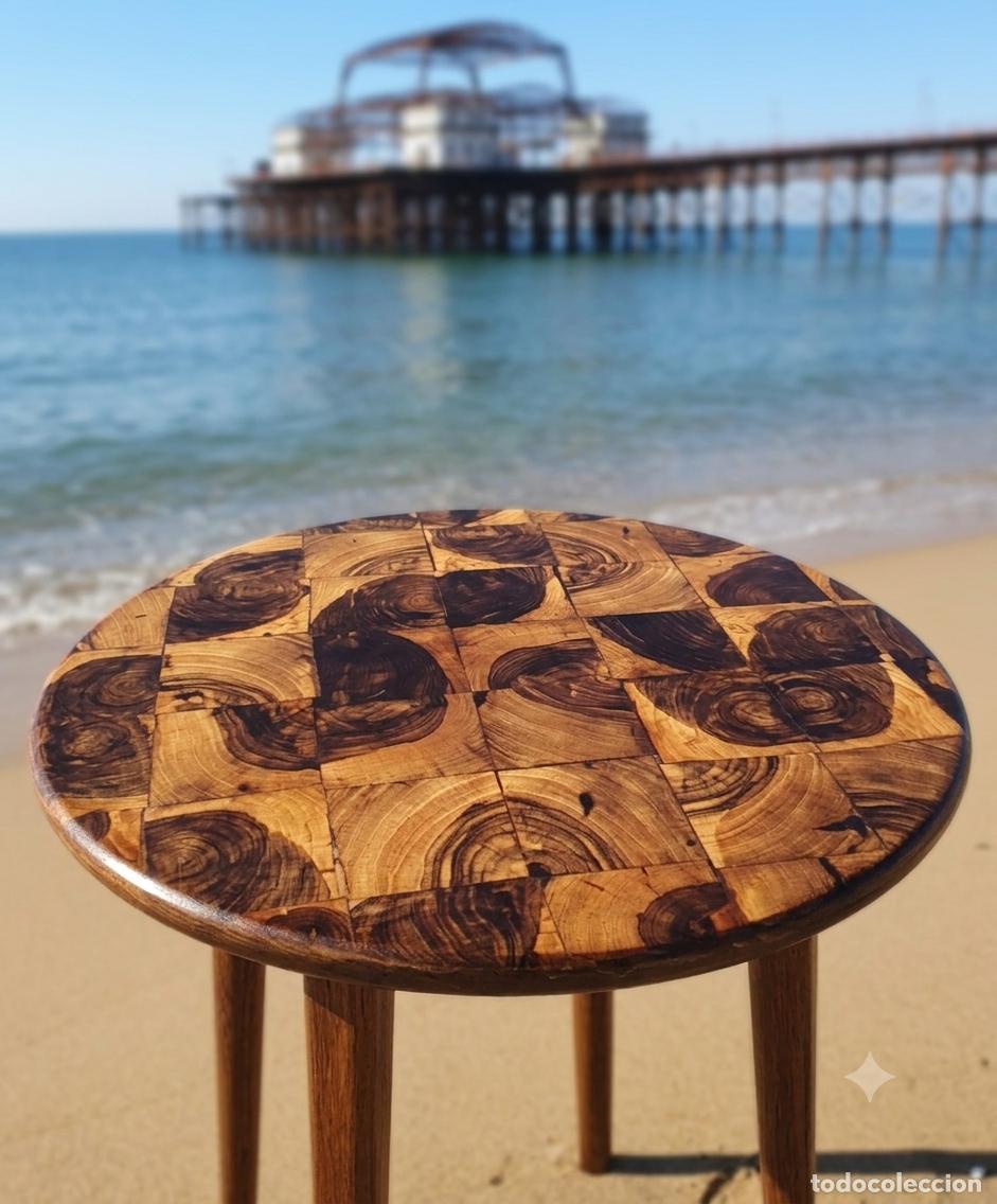 Artesan&iacute;a: Mesa Redonda &Uacute;nica End-Grain Wood Mosaico Artesanal