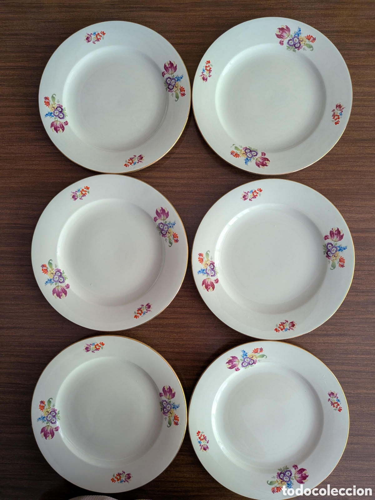 Artesan&iacute;a: Seis platos llanos con flores