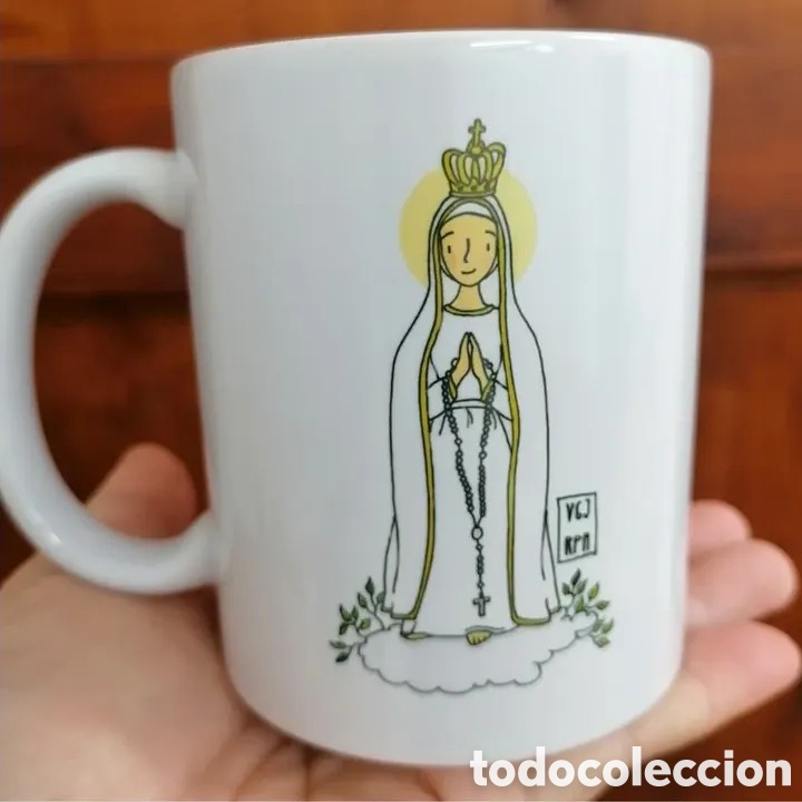 Artesan&iacute;a: Taza de cer&aacute;mica con ilustraci&oacute;n de Santa Mar&iacute;a de F&aacute;tima
