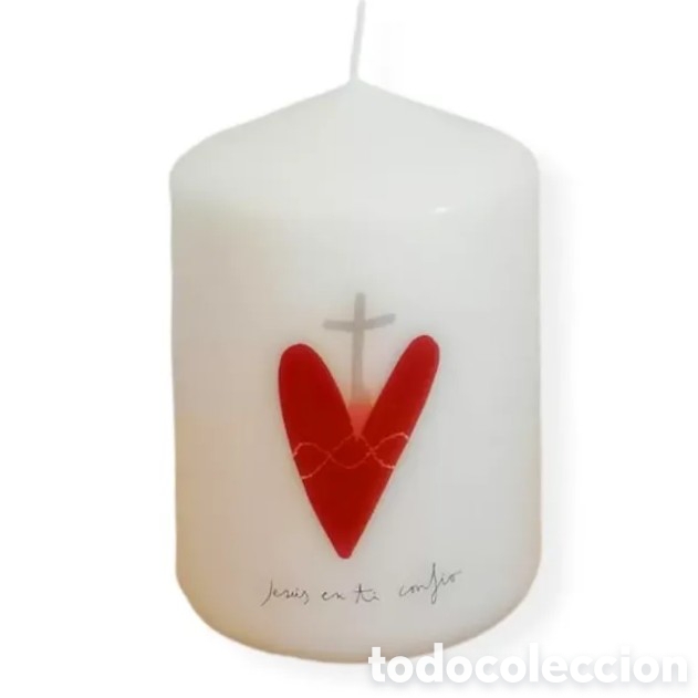 Artesan&iacute;a: Vela 9x6 cm Sagrado Coraz&oacute;n de Jes&uacute;s en ti conf&iacute;o