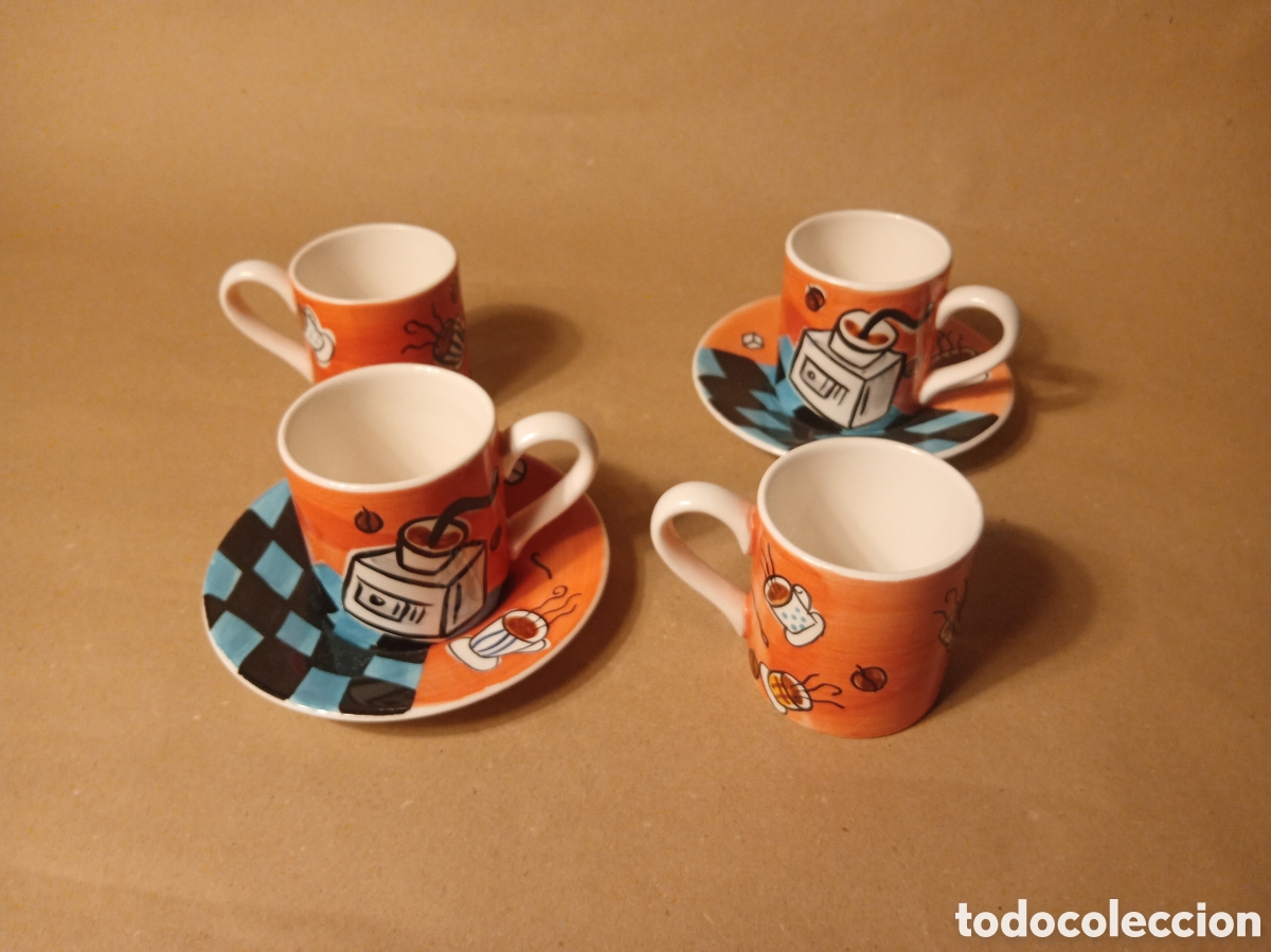 Artesan&iacute;a: Juego de tazas caf&eacute; espresso a&ntilde;os 90