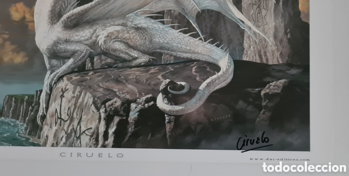 Artesan&iacute;a: L&Aacute;MINA FIRMADA CIRUELO CABRAL &ndash; DRAG&Oacute;N BLANCO