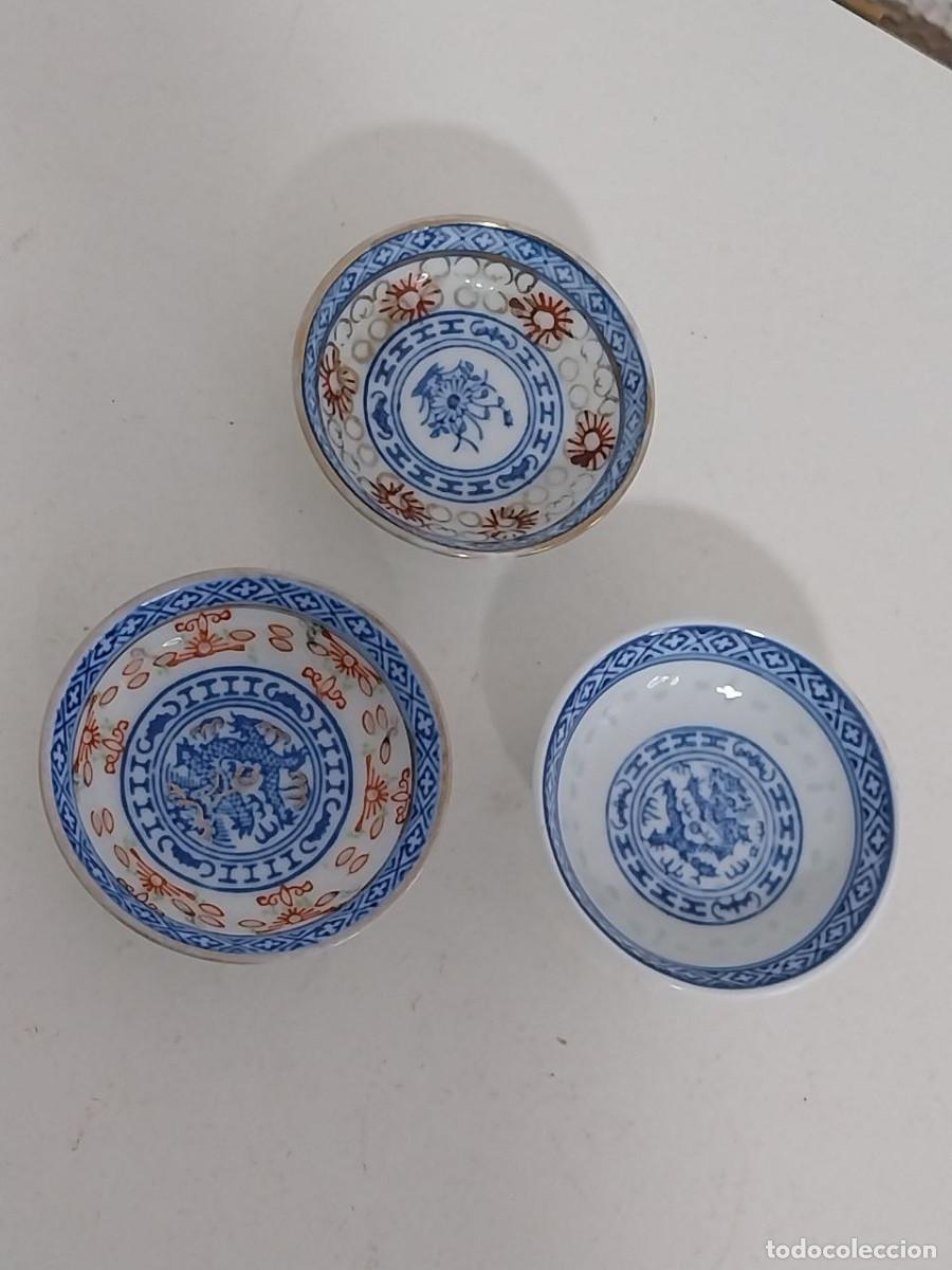 Artesan&iacute;a: Lote Colecci&oacute;n 3 Cuencos Porcelana Grano de Arroz