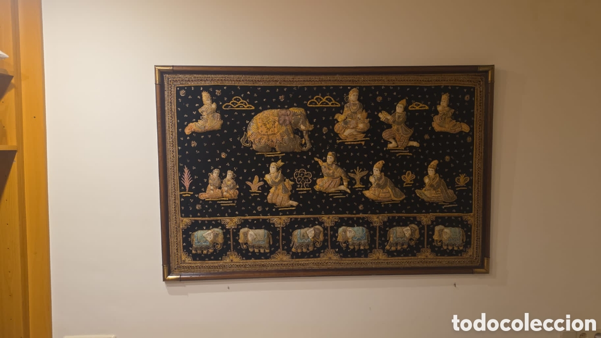 Artesan&iacute;a: Cuadro textil asiatico. 157x92cm.
