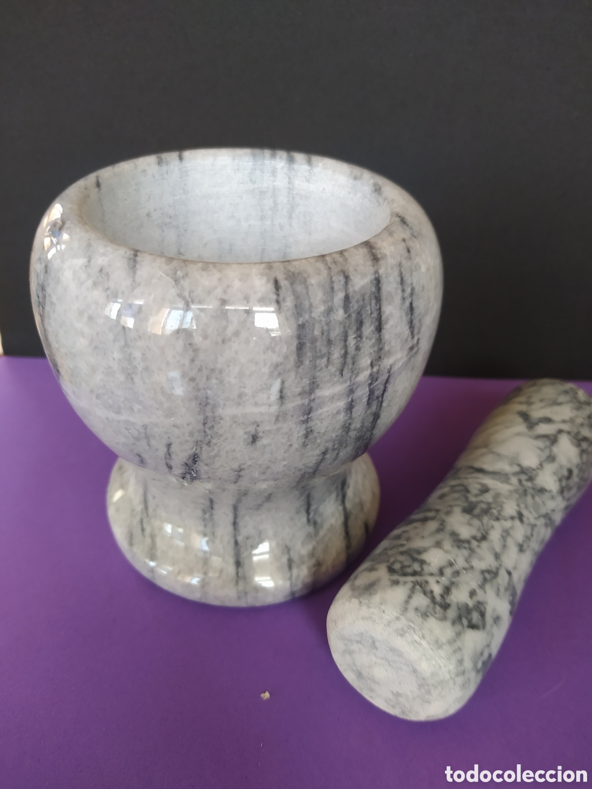Artesan&iacute;a: Mortero de cocina de m&aacute;rmol de macael nuevo en caja