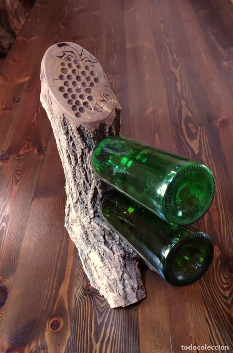 Artesan&iacute;a: Botellero artesanal r&uacute;stico para 2 botellas de madera