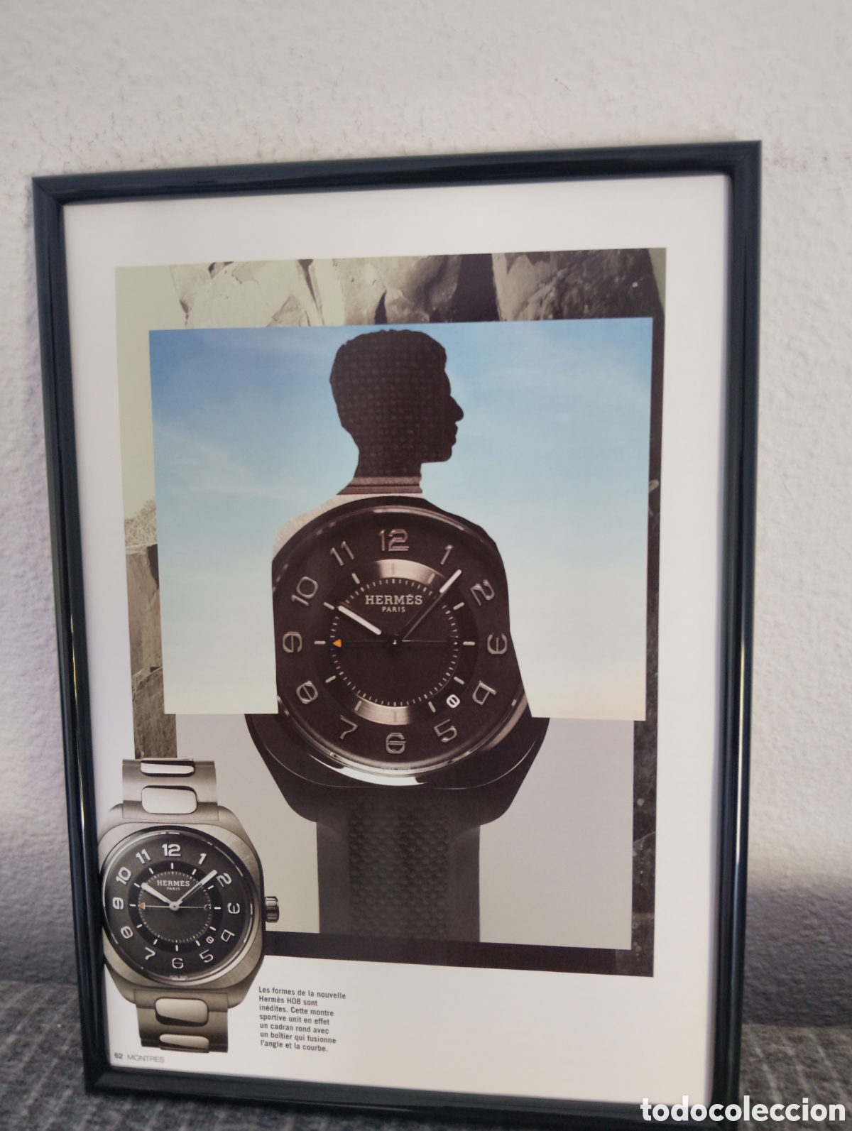 Artesan&iacute;a: Hermes reloj anuncio original con marco incluido