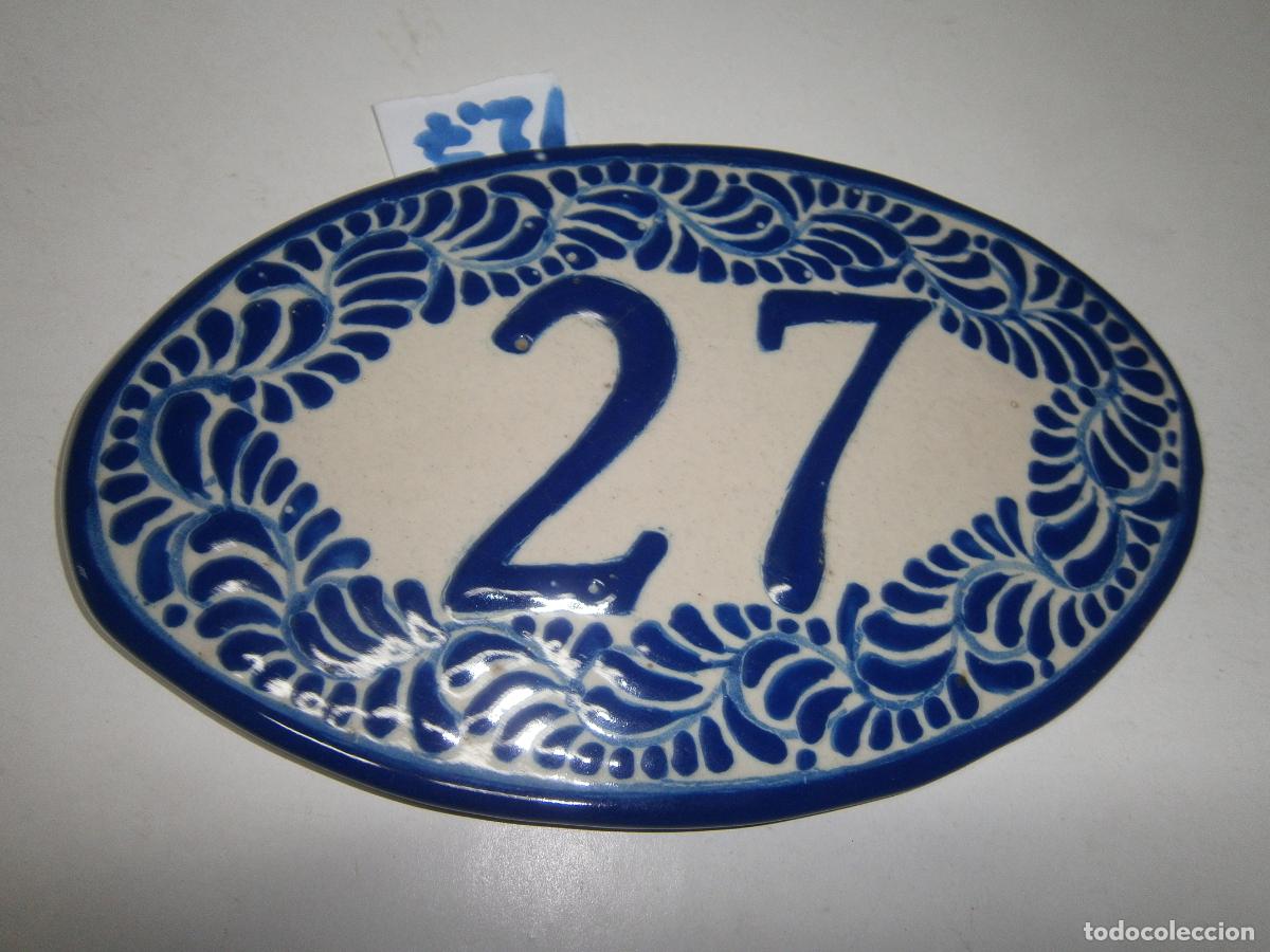 Artesan&iacute;a: NUMERO 27 EN CERAMICA PINTADA A MANO TAMA&Ntilde;O MEDIO