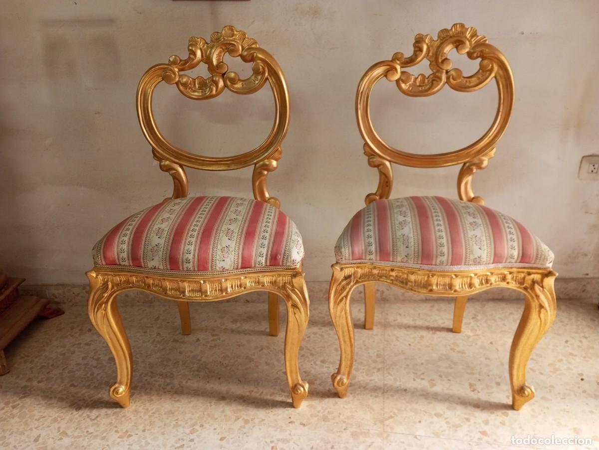 Artesan&iacute;a: Pareja de silla estilo Luis XVI tapizadas.