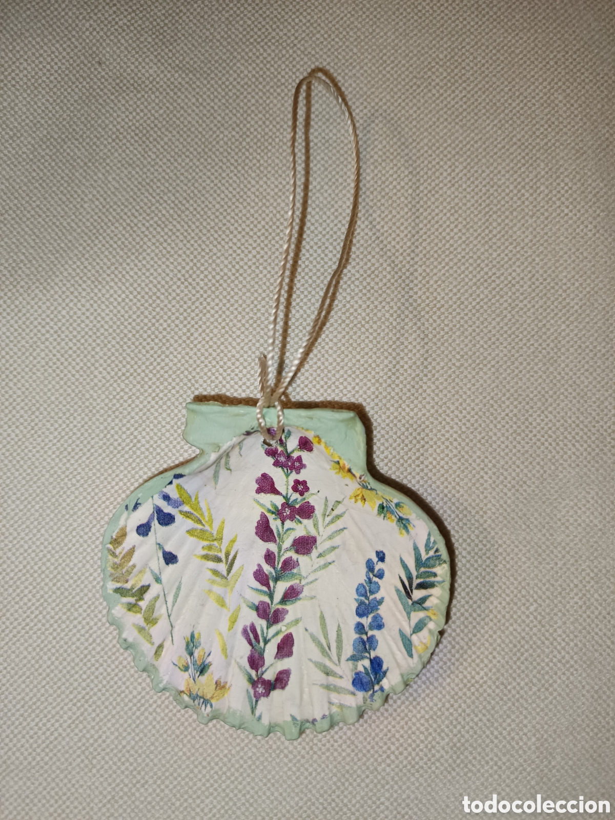 Artesan&iacute;a: Concha decorativa cuelga llaves lavanda