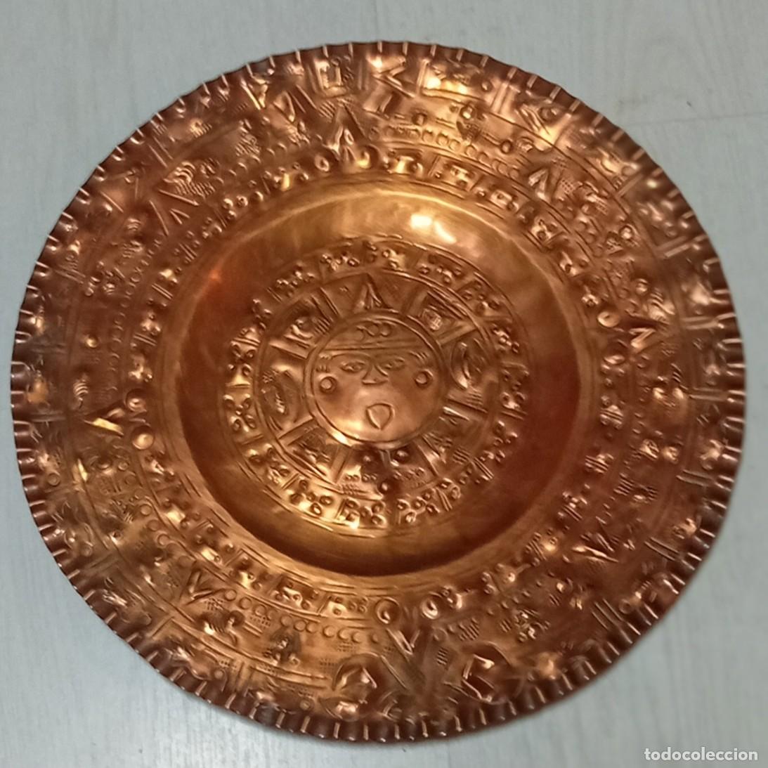 Handicraft: Plato decorativo cobre motivos mejicanos