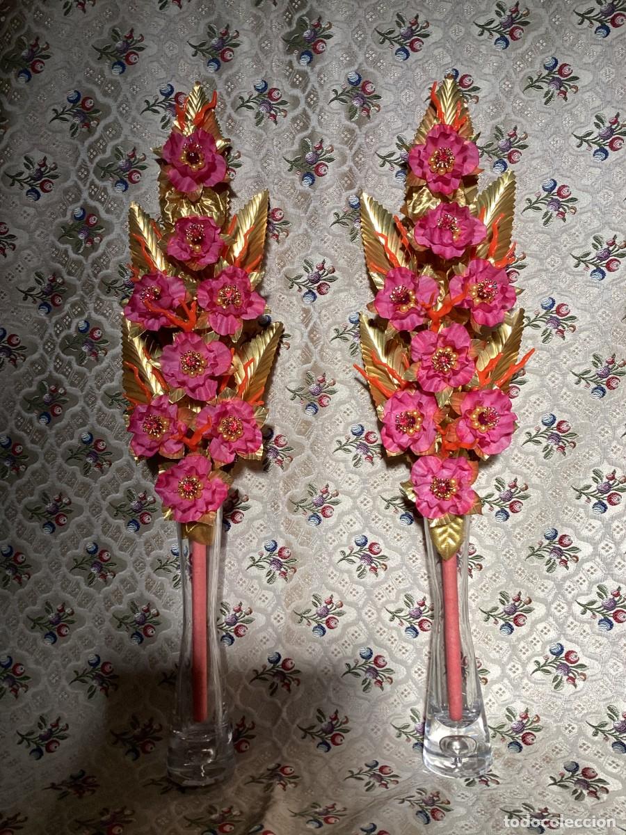 Artesan&iacute;a: Pareja ramos flores talco
