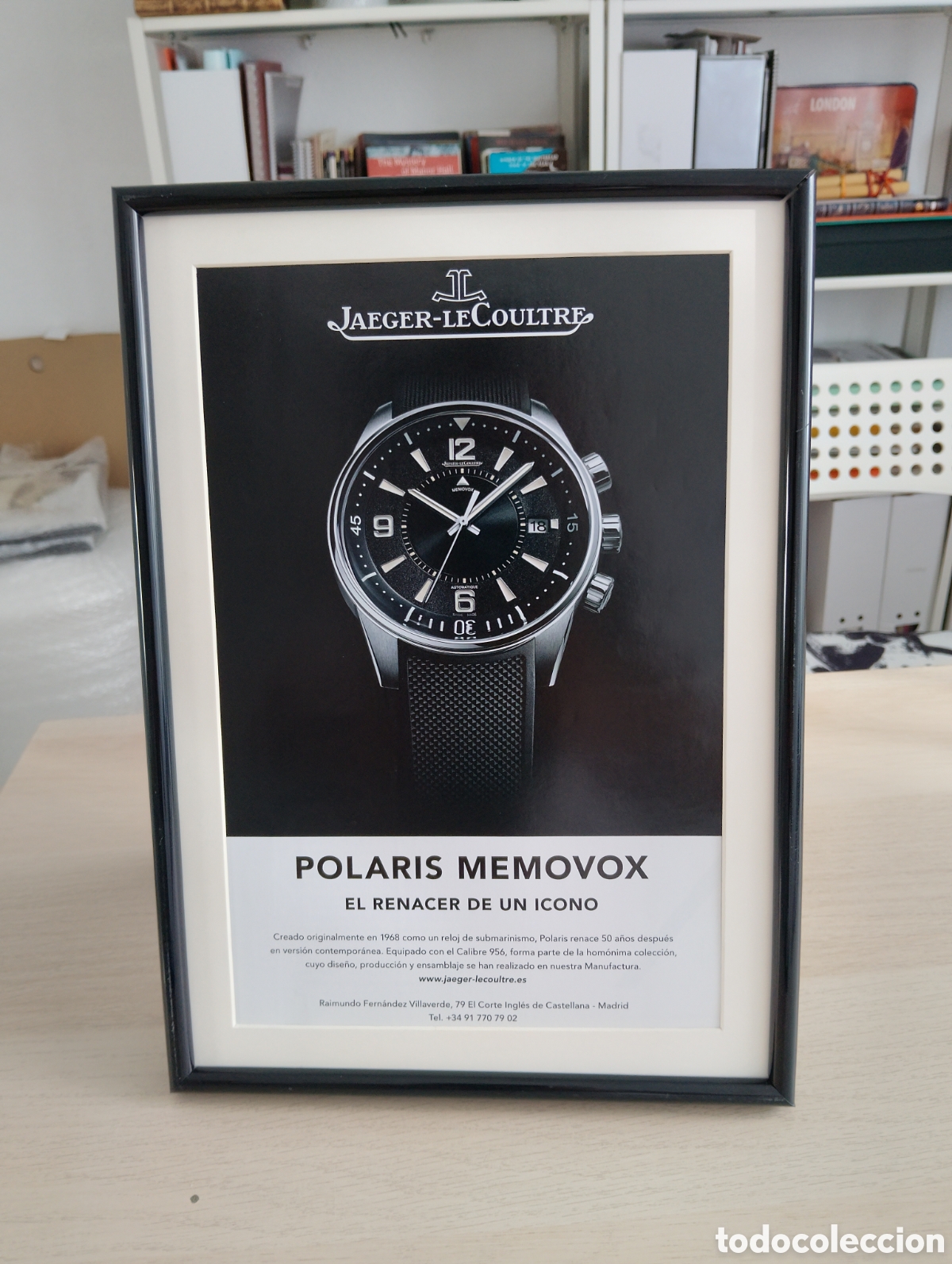 Artesan&iacute;a: Jaeger LeCoultre reloj anuncio original enmarcado