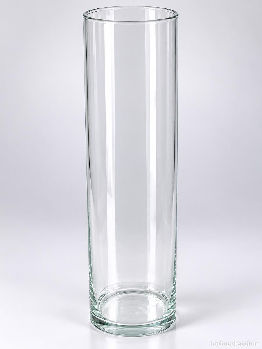 Artesan&iacute;a: Jarr&oacute;n Cil&iacute;ndrico de Cristal Transparente Grande - 47 cm de Alto - Decoraci&oacute;n y Eventos