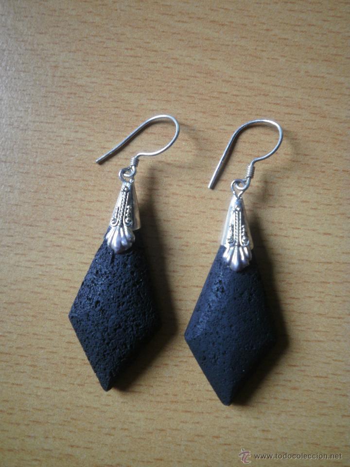 Artesan&iacute;a: Pendientes de lava negra. - Foto 2