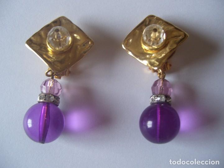 Artesan&iacute;a: PENDIENTES EN DORADO Y LILA 3151PL - Foto 1
