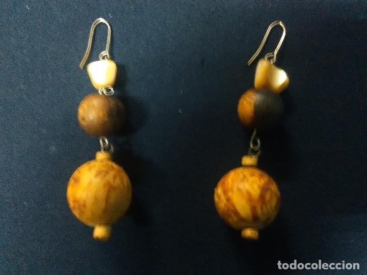 Artesan&iacute;a: PAREJA PENDIENTES MADERA NACAR - Foto 1