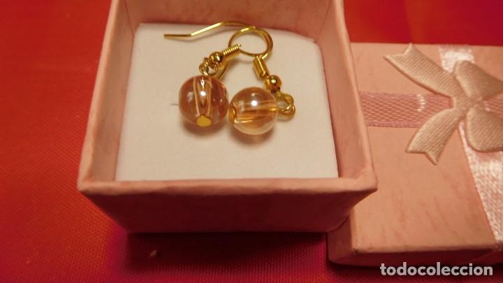 Artesanía: Pendientes de bolas amarillentas imitando ambar - Foto 1 - 206438295