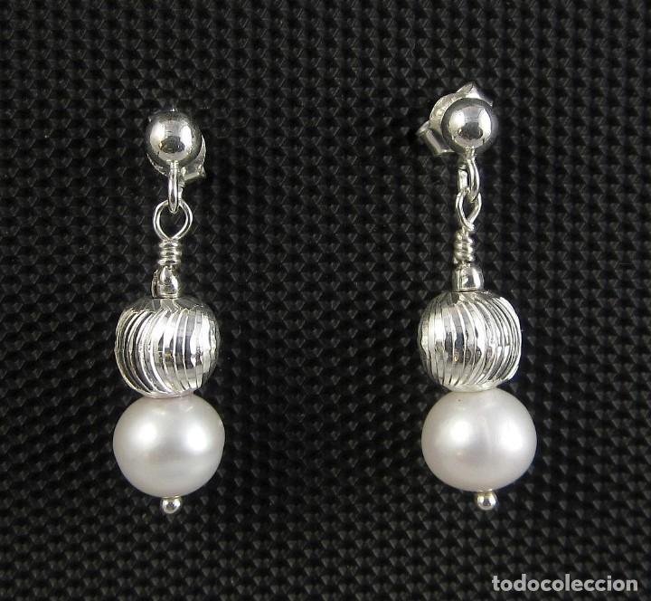 Artesan&iacute;a: Pendientes de Perlas de r&iacute;o y Plata.- - Foto 2