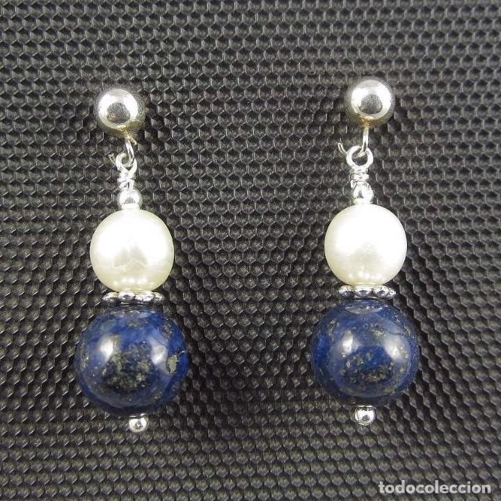 Artesan&iacute;a: Pendientes de Lapisl&aacute;zuli y Perlas de r&iacute;o.- - Foto 2