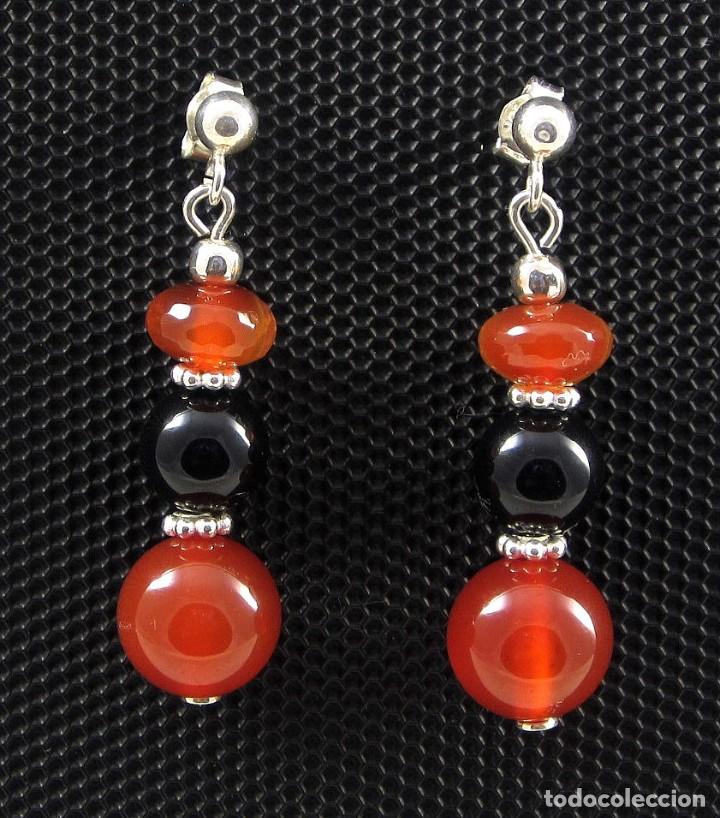 Artesan&iacute;a: Pendientes de Onix, Cornalina y Plata.- - Foto 2
