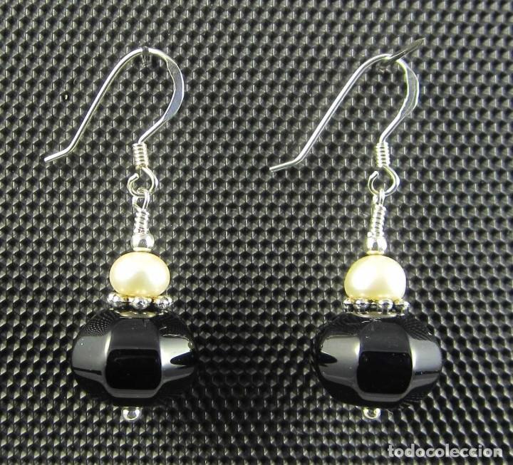 Artesan&iacute;a: Pendientes de Perlas de r&iacute;o, &Oacute;nix, Plata.- - Foto 1