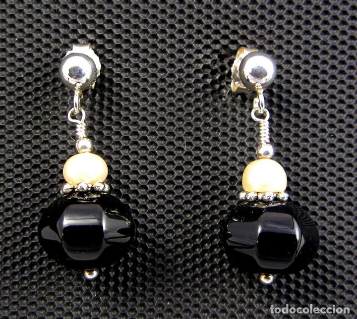 Artesan&iacute;a: Pendientes de Perlas de r&iacute;o, &Oacute;nix, Plata.- - Foto 2